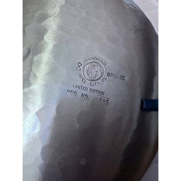 Wendell August Forge ice skating scene 1981 Bronze Plate With Walnut Wood Frame - Picture 5 of 9